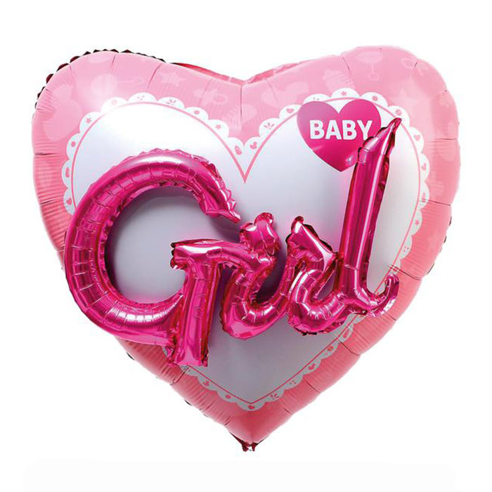 Шар фольга Н32 сердце «Girl. Объемные буквы» с гелием арт.7040612
