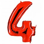 Шар фольга цифра 4 красная К40 арт.1207-2989
