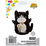 Шар фольга В25 Черный кот с букетом ромашек с гелием арт.1207-5740