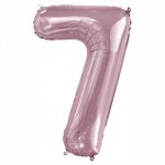Фольгированный шар FA34 Slim «Светло-розовый» цифра 7 с гелием арт.130017