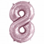 Фольгированный шар FA34 Slim «Светло-розовый» цифра 8 с гелием арт.130018