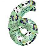 Фольгированный шар FA34 «Футбол» цифра 6 с гелием арт.27746
