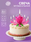 Свеча для торта музыкальная «Бутон», крутящаяся, розовая арт.283043