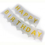 Гирлянда-флажки «Happy Birthday», серебро, голография арт.615144