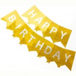 Гирлянда-флажки «Happy Birthday», золото, голография арт.615145