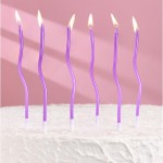 Свечи для торта «Тонкие спирали» с подставками 11 см набор 6 шт, фиолетовые арт.7597551